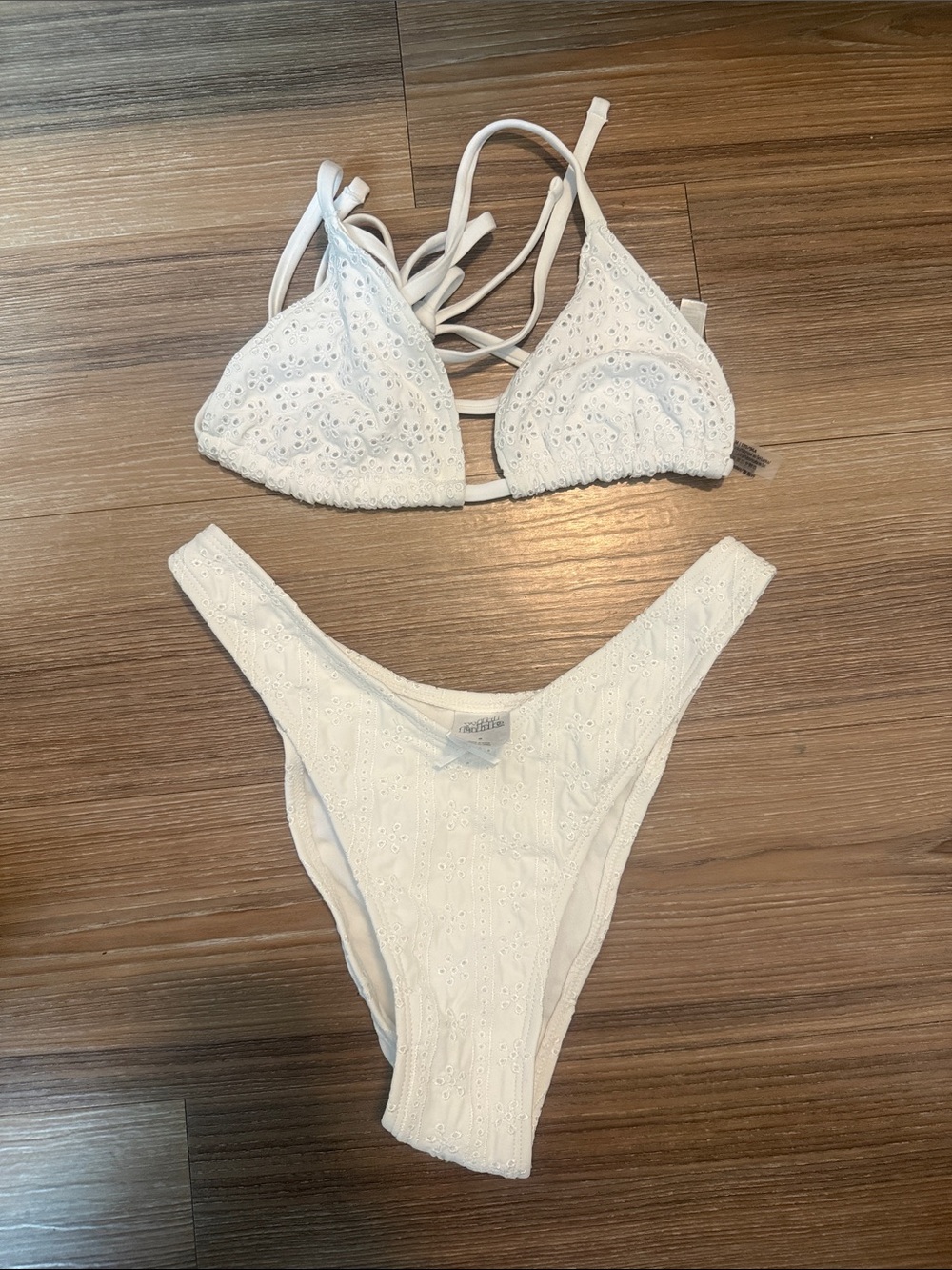 VS Pink and Wild Fable White Eyelet Bikini Top